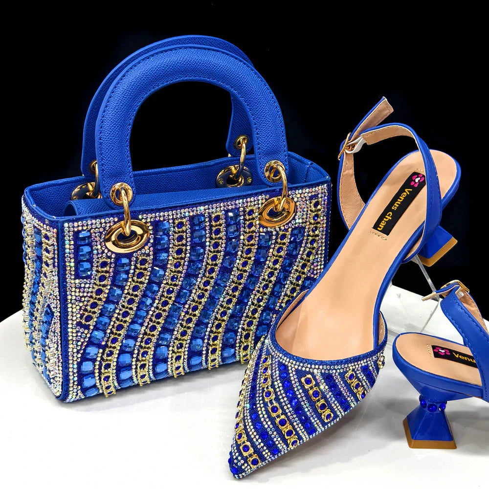 Venus Chan2025 Elegant Multicolor Color Women's  Heels and Rhinestone Handbag Set - Italian Design for Weddings and Parties