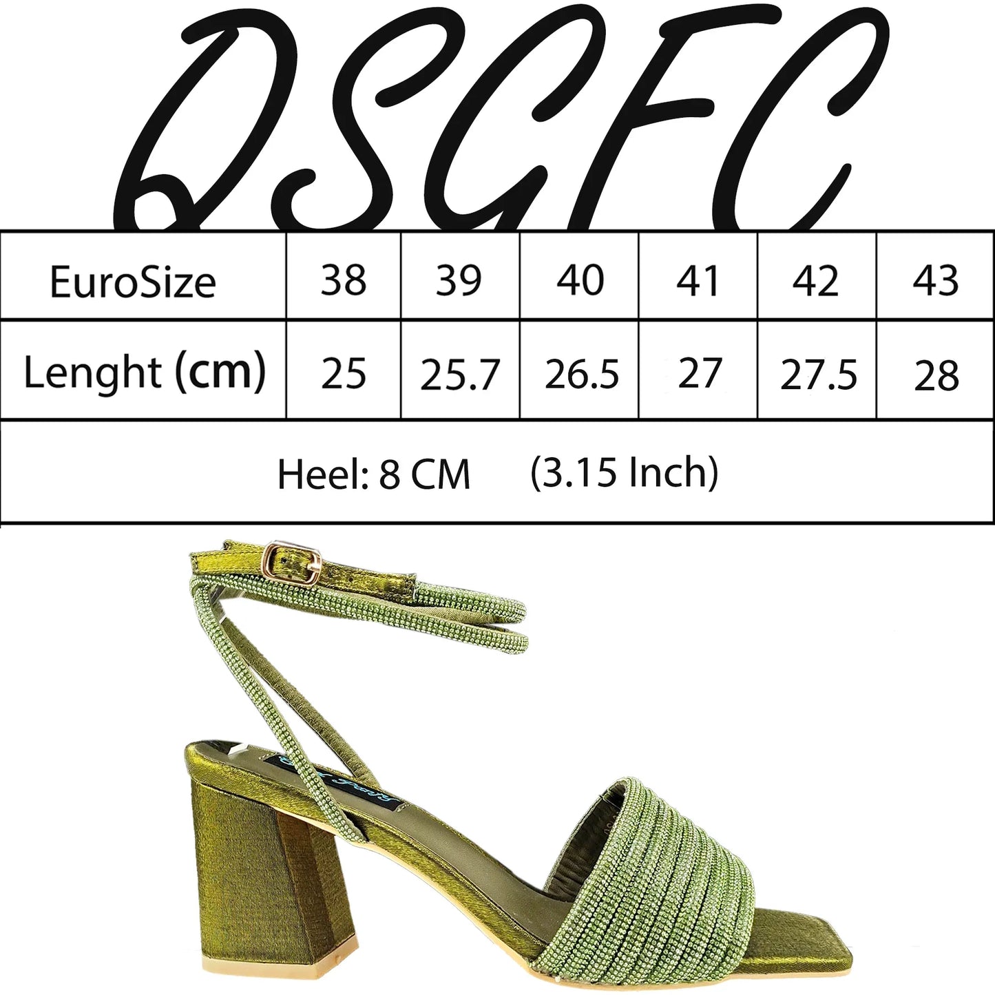 Newest Olive Colour Personalized  Design Rhinestone Decoration High Heel Peep Toe Banquet Ladies Shoes And Bag Set