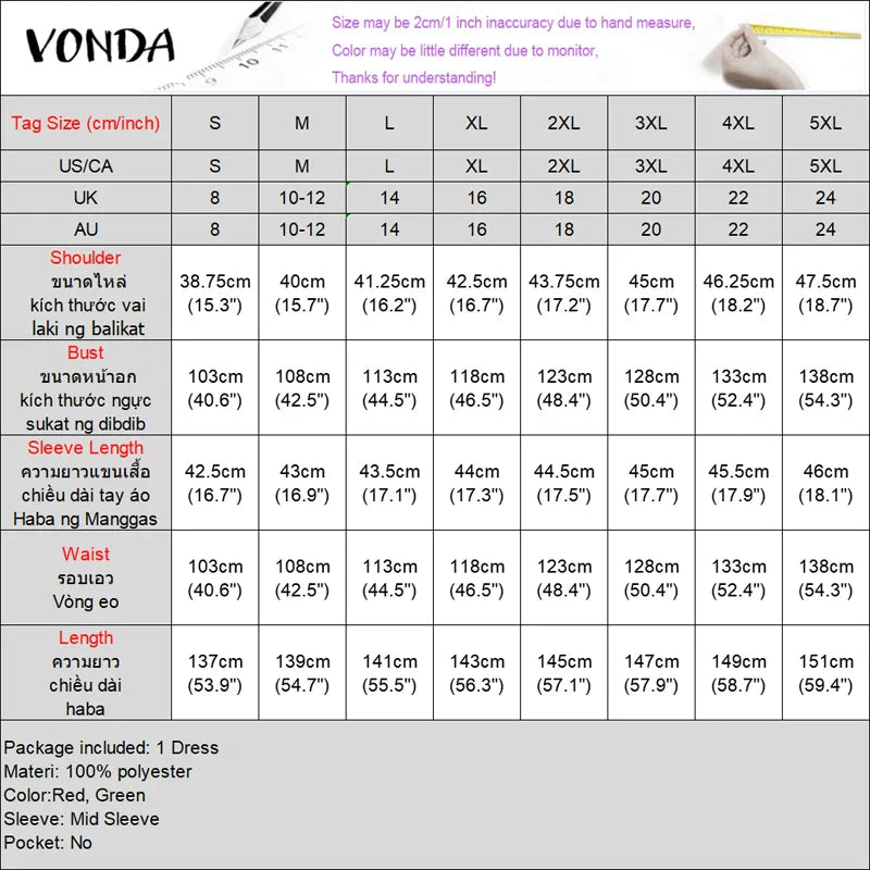 Plus Size 5XL VONDA Women Summer Party Maxi Dress Bohemian Long Vestidos 2025 Vintage Printed Sundress Loose Casual O-Neck Robe