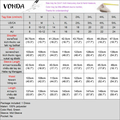 Plus Size 5XL VONDA Women Summer Party Maxi Dress Bohemian Long Vestidos 2025 Vintage Printed Sundress Loose Casual O-Neck Robe
