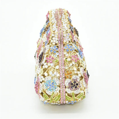 New Bling Crystal Bridal Wedding Bag Purses Flower Shape Diamond Purse Luxury Handbags Fashion Women Crystal Prom Clutch Purse
