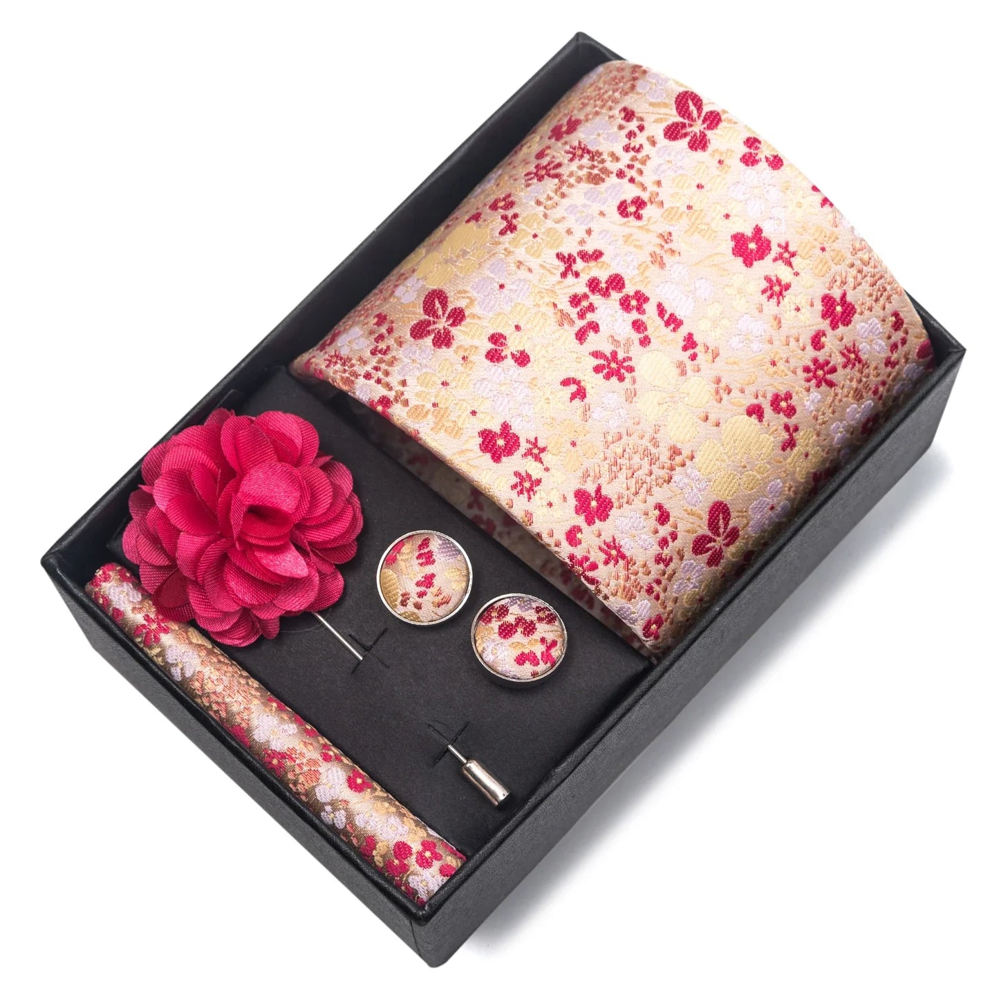 Top Grade Fashion 8 cm Wide Tie Sets Blue Stripe Men's Gravata Handkerchief Cufflink Box Fit Group Workplace Wedding Tie