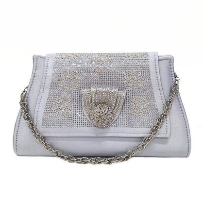 Venus Chan 2024 Italian Design Girly Style Golden Color Wedding Shoes And Bag Full Diamond Decoration Metal Closure Bags