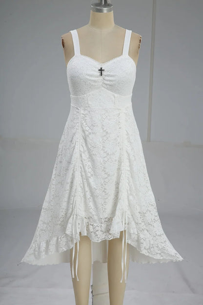 ROSEGAL Plus Size Women's Cocktail Dresses Floral Lace Overlay Cinched Ruched High Low Asymmetric Formal Wedding Party Dress 5XL
