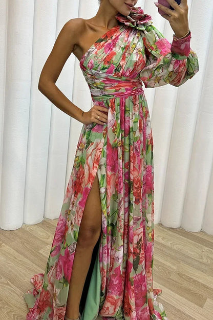 Women's S-XL Size Autumn and Winter Gathering New Casual Split Dress INS Loose Multi Color Slanted Shoulder Fashion Slimming