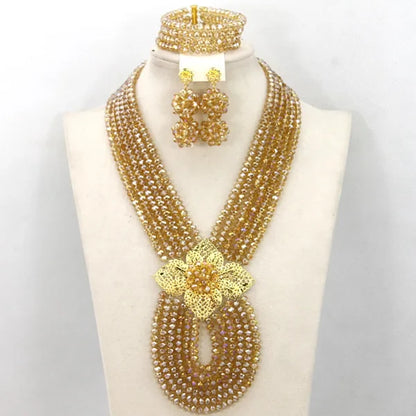 New African Jewelry Set Orange Nigerian Wedding African Beads Jewelry Set Crystal New Bridal Jewelry Set   ABS065