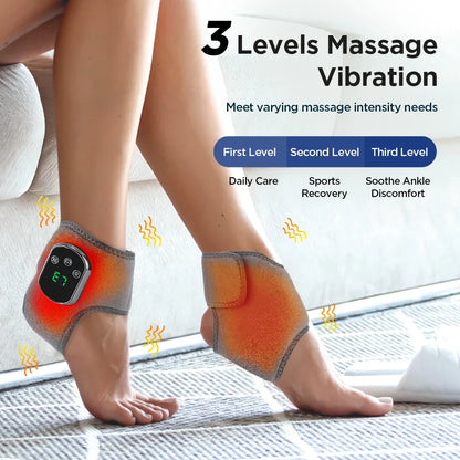 Rechargeable Electric Heating Ankle Brace Massager Hot Compress And Vibration Massage for Cervical Hand Foot Muscle Relaxation