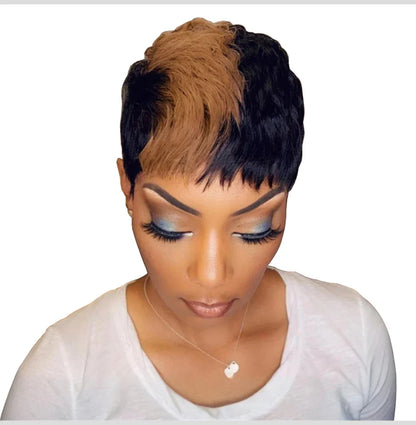 Short Bob Wig Human Hair Wigs Pixie Cut Wig For Black Women Brazilian Remy Hair Ombre Blonde Full Machine Made Wigs Wigh Bangs
