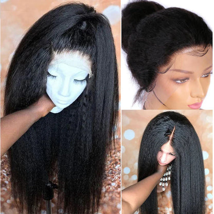 Yaki Straight Wig 360 Lace Frontal HD Human Hair Wigs Full Lace Kinky Straight Wigs Human Hair 13x6 Lace Front Brazilian Wigs