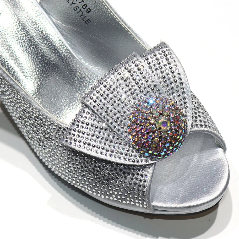 Venus Chan 2024 Italian Design Girly Style Golden Color Wedding Shoes And Bag Full Diamond Decoration Metal Closure Bags
