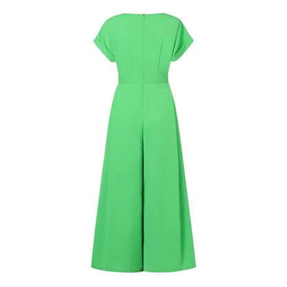 Women Party Elegant Jumpsuits Summer Spring Wide Leg Rompers Solid Color Wide Leg Playsuits Holiday Chic Sleeveless Overall