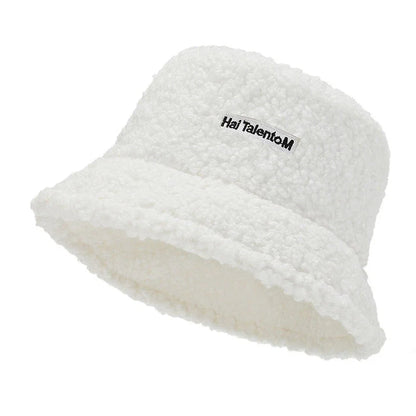 Women Girls Faux Fur Bucket Hat Plush Warm Fisherman Hat Outdoor Windproof Panama Bowl Hats Autumn Street Cold -proof Cap Hats