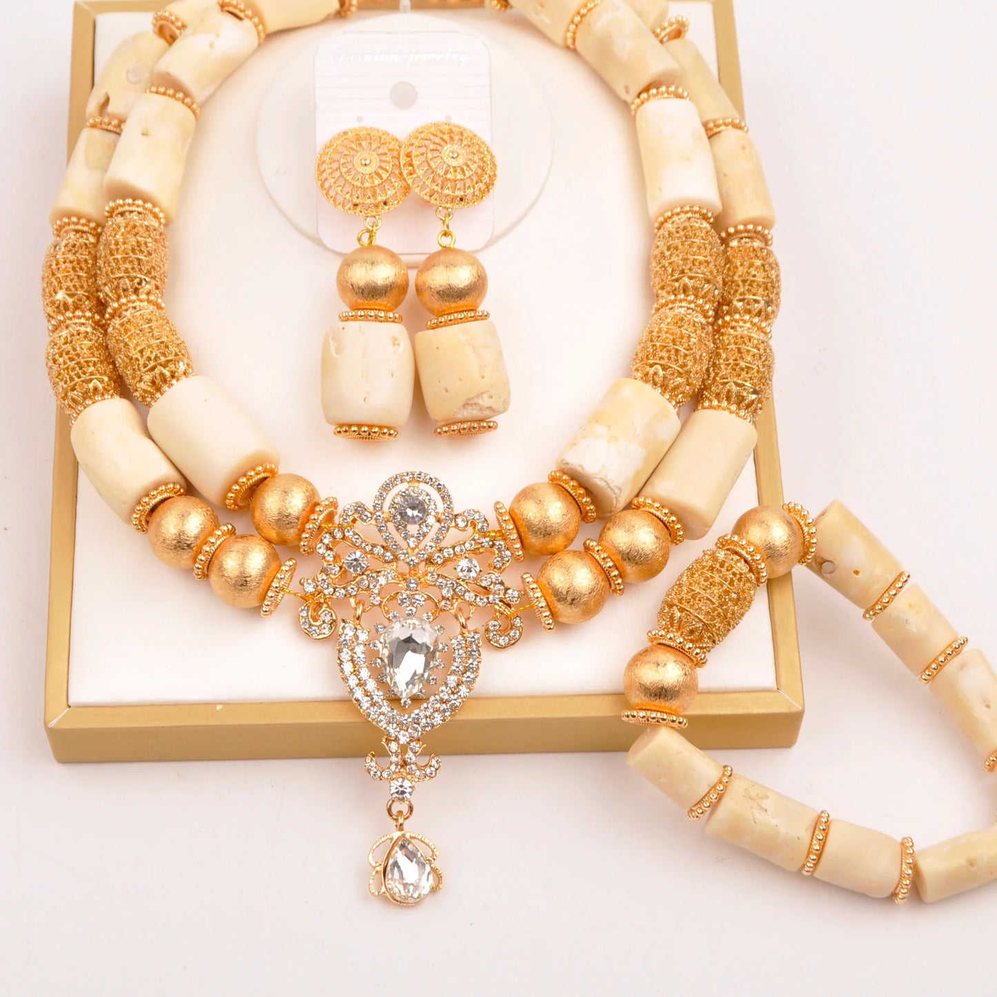 splendid orange nigeria coral beads necklace african jewelry set bridal wedding jewelry sets C21-23-01