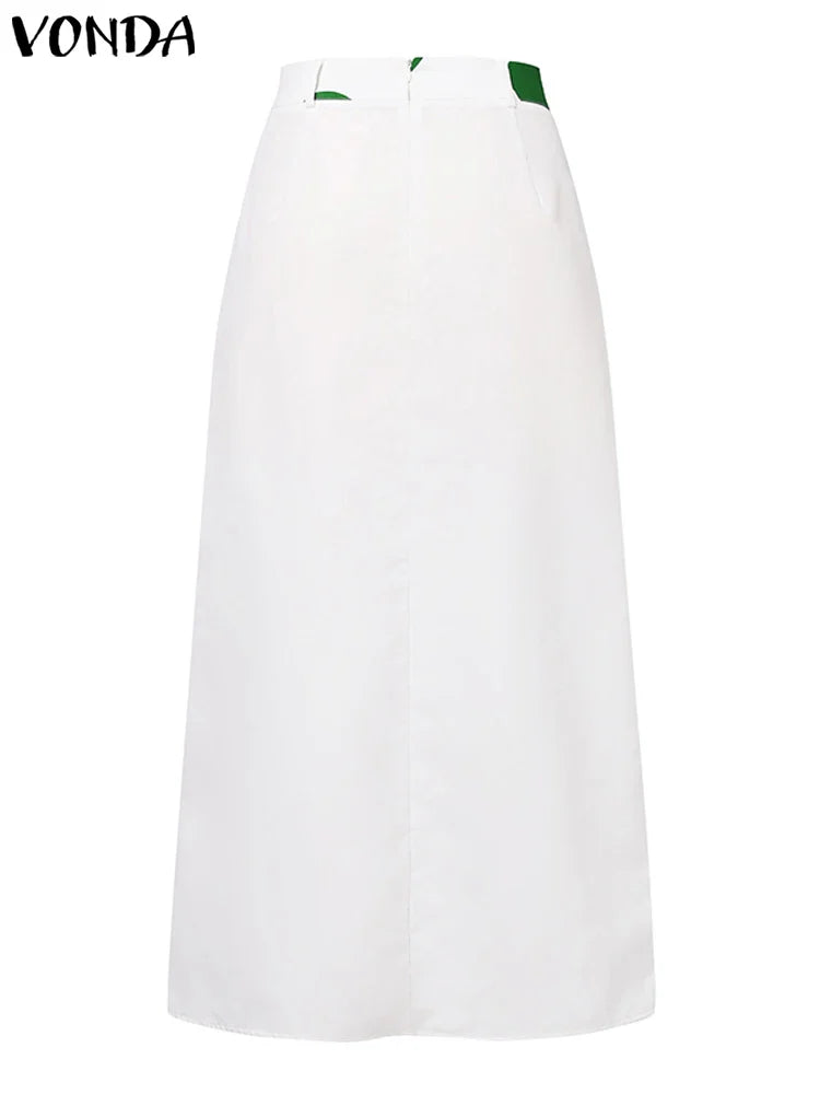VONDA Party Skirts Women Dot Point Printed Long Skirt 2025 Summer High Waist Casual Loose A-Line Beach Skirts Oversized