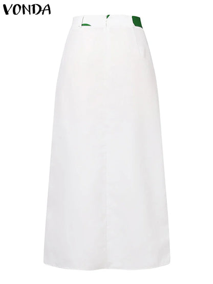 VONDA Party Skirts Women Dot Point Printed Long Skirt 2025 Summer High Waist Casual Loose A-Line Beach Skirts Oversized