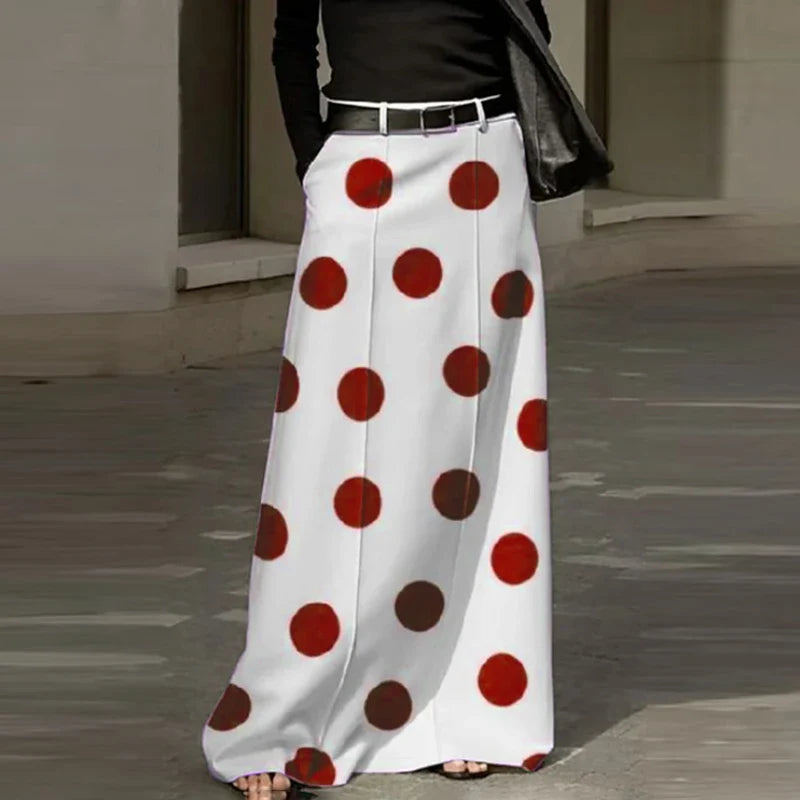 VONDA Party Skirts Women Dot Point Printed Long Skirt 2025 Summer High Waist Casual Loose A-Line Beach Skirts Oversized
