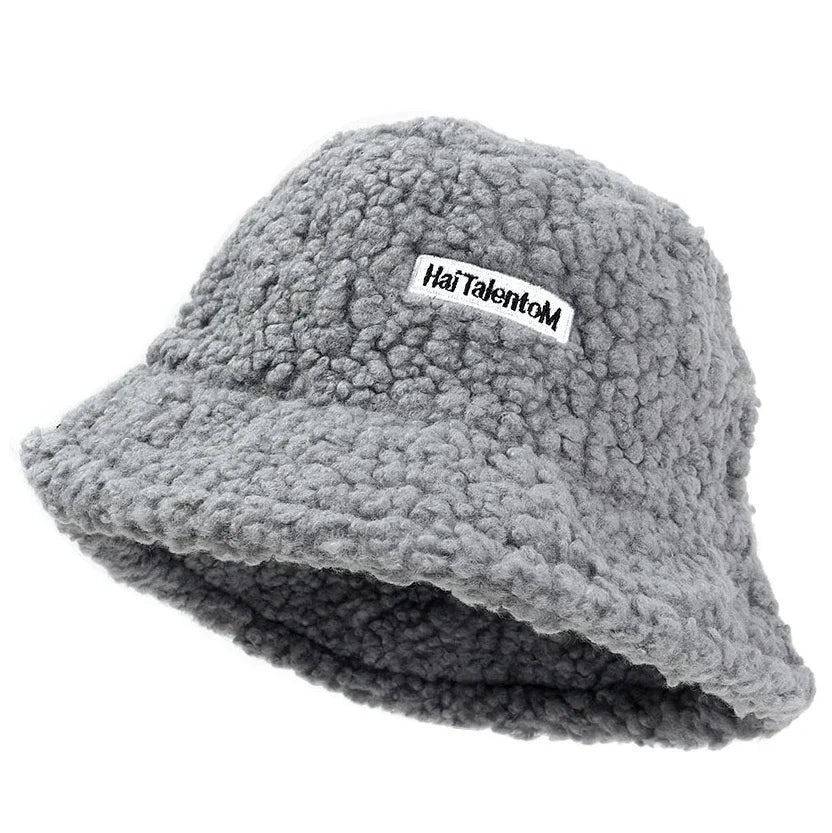 Women Girls Faux Fur Bucket Hat Plush Warm Fisherman Hat Outdoor Windproof Panama Bowl Hats Autumn Street Cold -proof Cap Hats