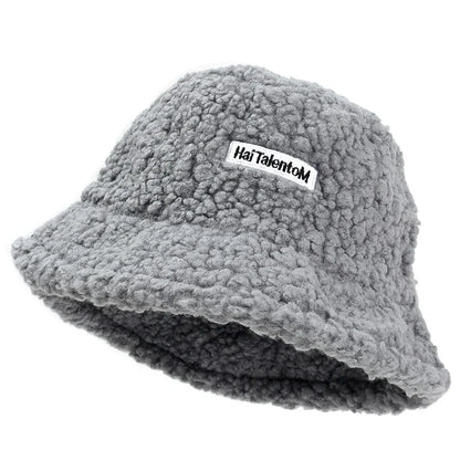 Women Girls Faux Fur Bucket Hat Plush Warm Fisherman Hat Outdoor Windproof Panama Bowl Hats Autumn Street Cold -proof Cap Hats