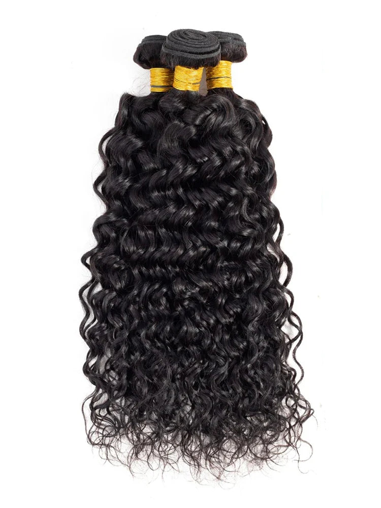 Water Wave Human Hair Bundles Curly Deep Wave 3 Bundles  Brazilian Natural Black Human Hair Remy Hair 100% Human Hair Natural