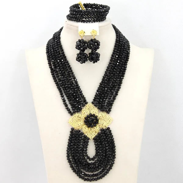 New African Jewelry Set Orange Nigerian Wedding African Beads Jewelry Set Crystal New Bridal Jewelry Set   ABS065