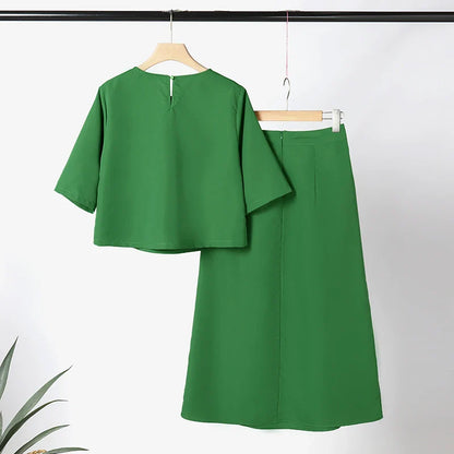 ZANZEA Women Solid 2PCS Dress Sets Casual Short Sleeve Crop Tops Suit Fashion Long Skirts Outfits Holiday Simple Matching Sets