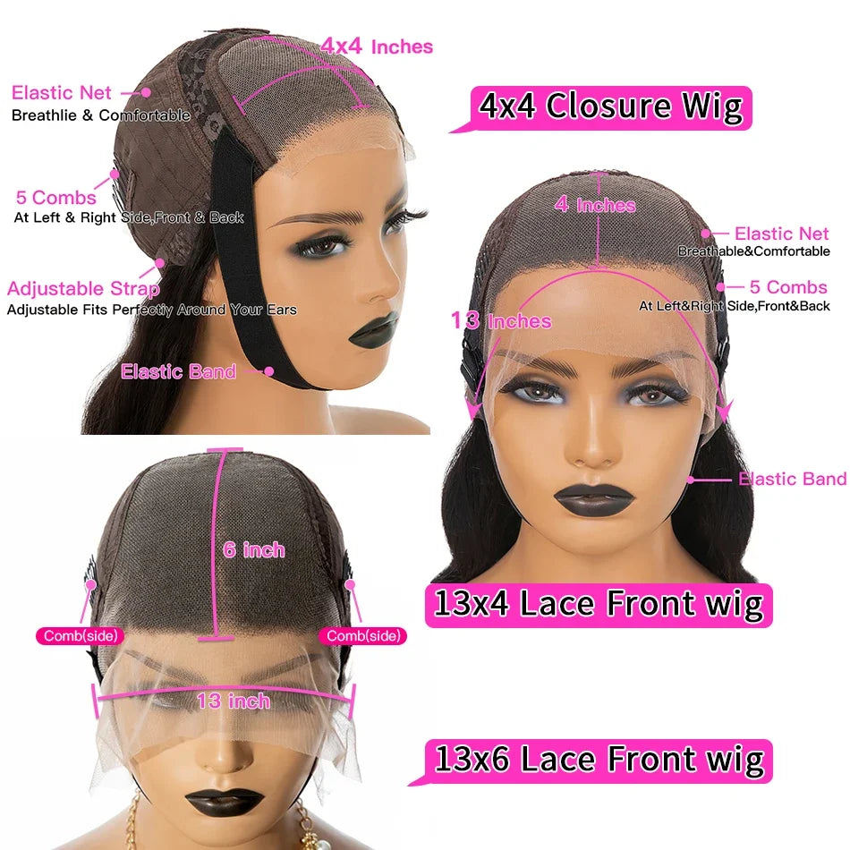 Yaki Straight Wig 360 Lace Frontal HD Human Hair Wigs Full Lace Kinky Straight Wigs Human Hair 13x6 Lace Front Brazilian Wigs