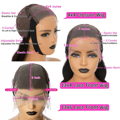Yaki Straight Wig 360 Lace Frontal HD Human Hair Wigs Full Lace Kinky Straight Wigs Human Hair 13x6 Lace Front Brazilian Wigs