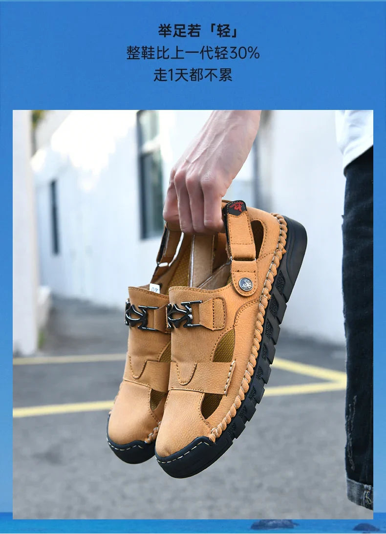 New summer men's sandals, microfiber upper, outdoor beach men's shoes, non-slip, wear-resistant, soft and comfortable