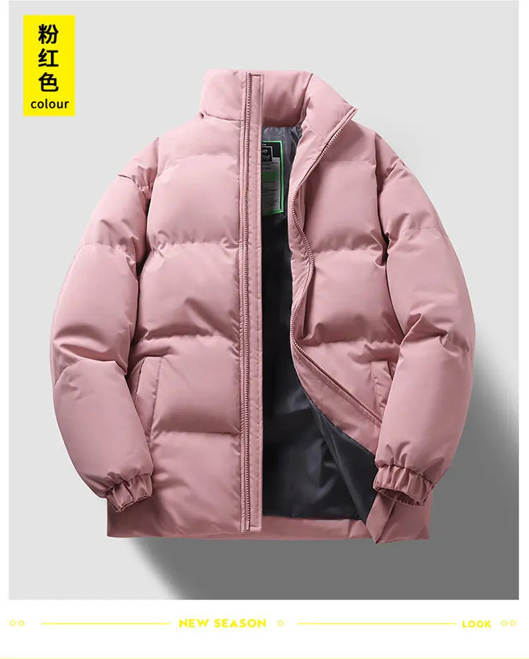 New Printed Winter Thick Sports Men's and Women's Trendy Stand Up Collar Long Sleeved Warm and Comfortable Casual Cotton Jacket