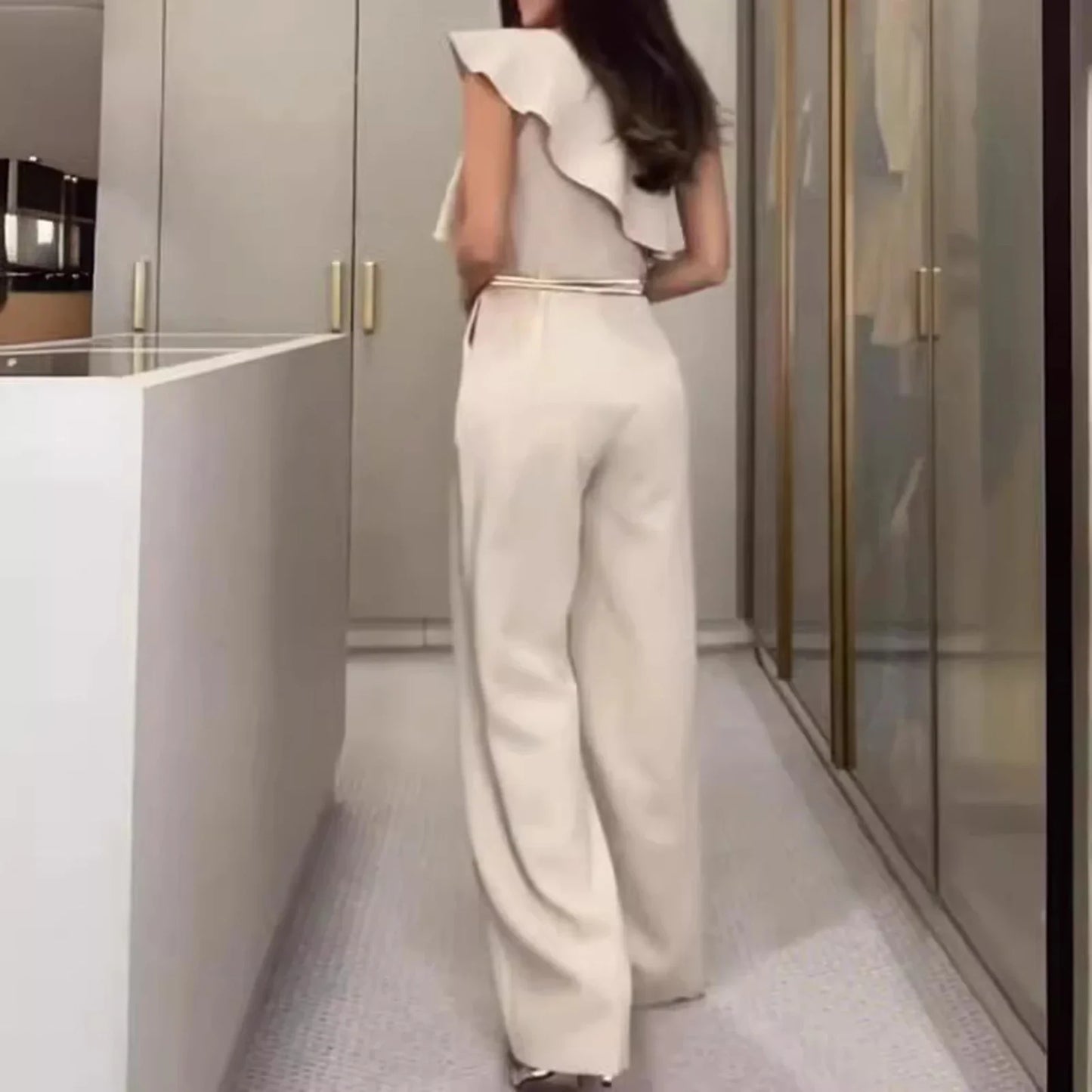 Women Sleeveless Long Jumpsuit 2025 Summer Wide Leg Pant Casual Waisted Tank Rompers Playsuit Office Lady Elegant Pocket Overall