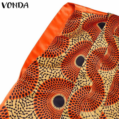 Women Party Maxi Long Dress 2024 VONDA Bohemian Sundress Summer Bat-wing Sleeve Printed Dress Casual Loose Robe Fashion Vestidos