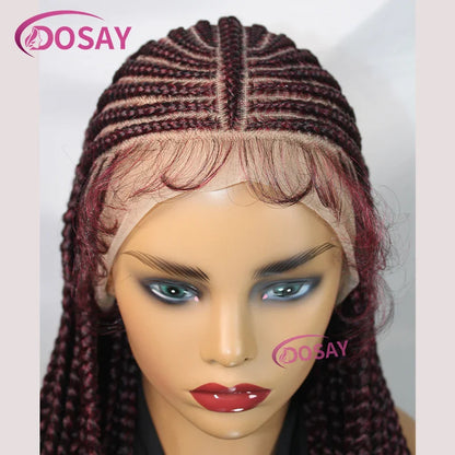 Synthetic 32" Full Lace Wig Braided Wig Middle Part Style Knotless Braided Lace Wig For Women Hand Made Lace With Baby Hair