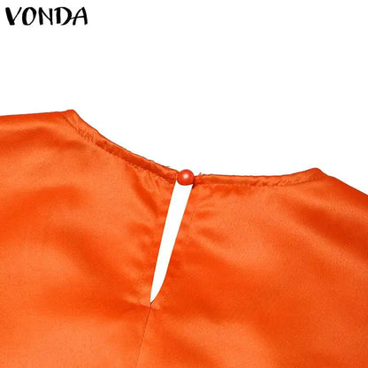 Women Party Maxi Long Dress 2024 VONDA Bohemian Sundress Summer Bat-wing Sleeve Printed Dress Casual Loose Robe Fashion Vestidos