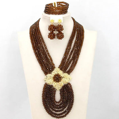 New African Jewelry Set Orange Nigerian Wedding African Beads Jewelry Set Crystal New Bridal Jewelry Set   ABS065
