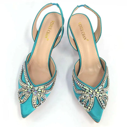 Venus Chan 2023 Yellow Classy Bowknot Pointed Toe Women's Shoes High Heel Elegant Sandals Shallow Mouth Shoes Bag Set Women