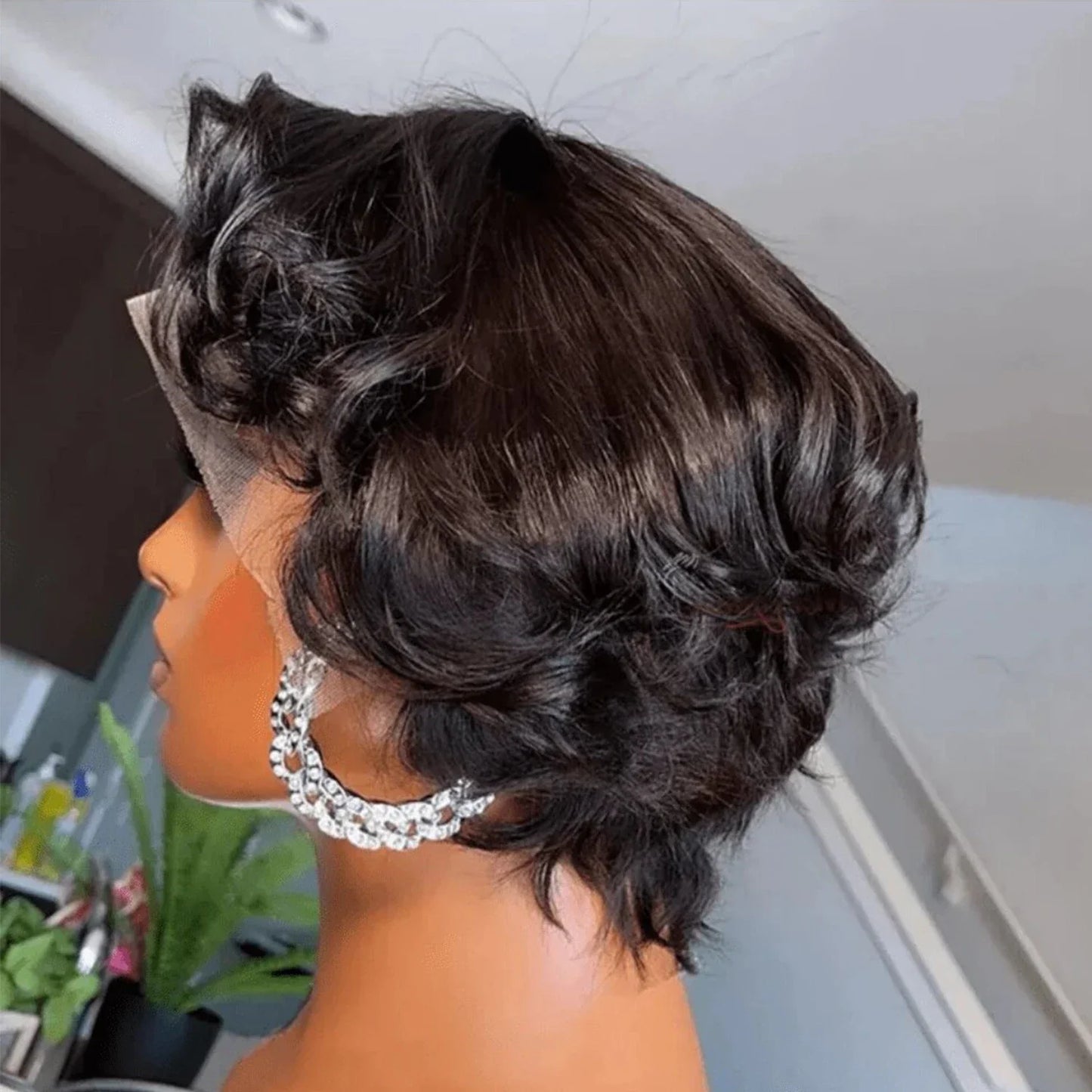 Short Pixie Cut Wigs 13x4 Lace Front Human Hair Wigs Fashion Style Natural Curly Wave Pixie Cut Human Hair Wigs Lace Frontal Wig