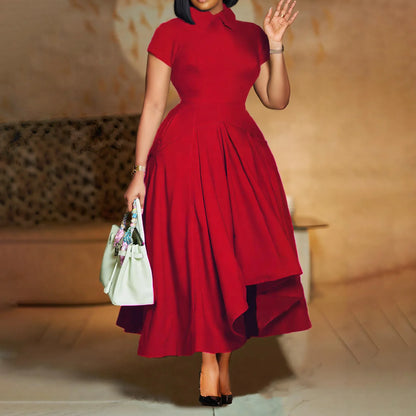 Women's 2025 summer fashion temperament high-waisted banquet skirt elegant evening dress
