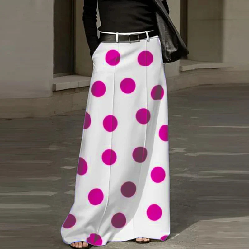 VONDA Party Skirts Women Dot Point Printed Long Skirt 2025 Summer High Waist Casual Loose A-Line Beach Skirts Oversized
