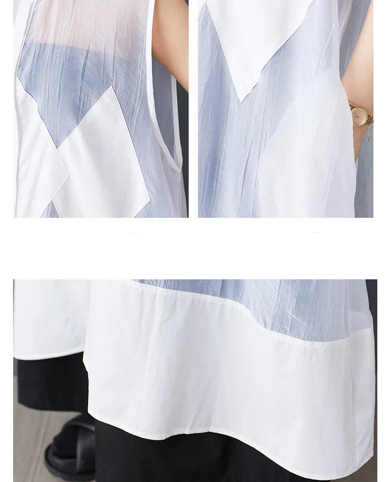 NYFS 2025 Summer New Loose plus Size Organya splicing sleeveless Shirt Dress Robe Elbise Korean Style Women Dress
