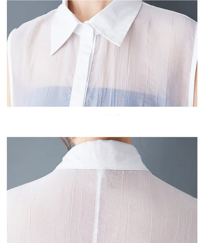 NYFS 2025 Summer New Loose plus Size Organya splicing sleeveless Shirt Dress Robe Elbise Korean Style Women Dress