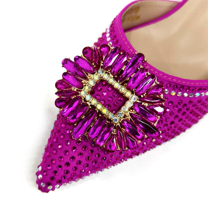 Venus Chan Luxury Rhinestone Heel & Handbag Set – Black & Gold Party Combo