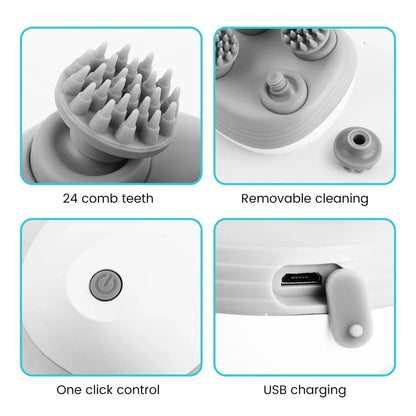 Wireless Head Massager Electric Head Scalp Relax Massage Body Shoulder Deep Tissue Kneading Vibrating Cat Pet Massage Device