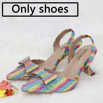 Nigeria Popular New Elegant R.Blue Crinkled Fabric Tote Handle Simple And Versatile Exquisite Party Shoes And bag Set