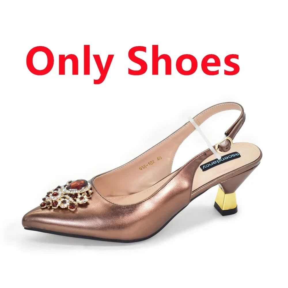 New Fashion Women Shoes and Bags To Match Set Nigeria Party Italian Shoe and Bag Set for Party in Women Elegant Heeled Pumps