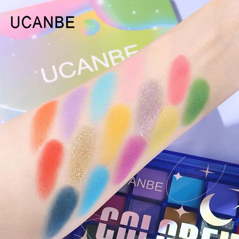 UCANBE 15 Shades Eyeshadow Palette Purple Chameleon Shimmer Glitter Matte Matellic Eye Shadow Makeup Palette Halloween Makeup