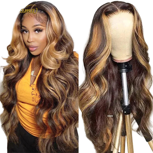 P4/27 Highlight Color Human Hair Wigs 13x4 Transparent Lace Frontal Wig Body Wave Human Hair Wig Brazilian Human Hair Wig Sale Natural Human Hair For Women 3 Day Delivery France