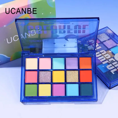 UCANBE 15 Shades Eyeshadow Palette Purple Chameleon Shimmer Glitter Matte Matellic Eye Shadow Makeup Palette Halloween Makeup