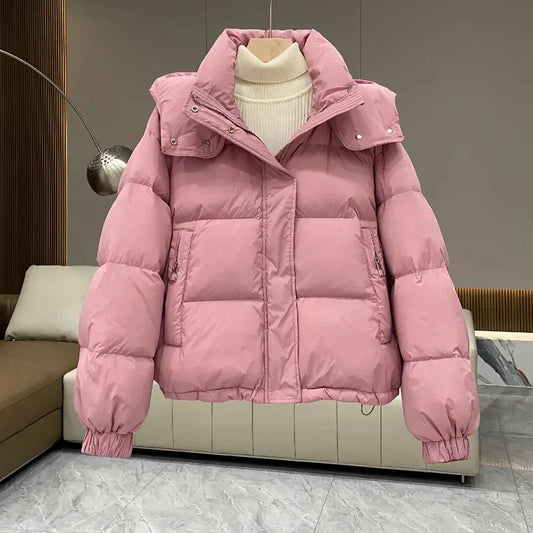 Winter Jacket Women Parkas 2024 New Short Hooded Cotton Padded Jacket Casual Warm  Parka Female Outwear Ladies Top