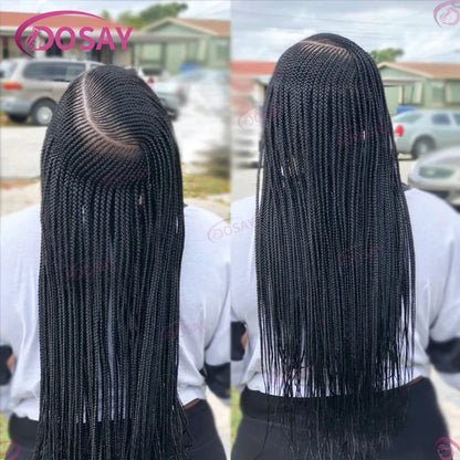 Synthetic Box Side Part Braided Wigs For Black Women Cornrow Braids Lace Wigs Full Lace Front Wig Braid African Hair Braided Wig