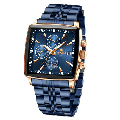 REWARD VIP Mens Watches Waterproof Luminous Sport Watches for Man Stainless Steel Wristwatch Chronograph Date Stopwatch
